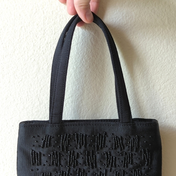 Liz Claiborne Y2K Vintage Lightweight Dainty Beaded Mini Square Handbag Black - Picture 2 of 11